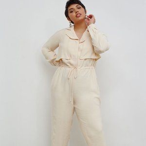 Eloquii Cream Utility Jumpsuit